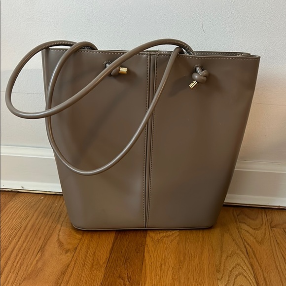 Taupe faux Leather Tote Bag - Picture 1 of 7